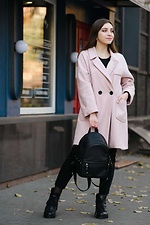 Черный маленький рюкзак из кожзама с внешним карманом на замке SamBag 8045021 фото №2