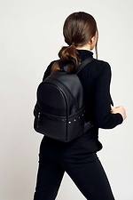 Черный маленький рюкзак из кожзама с внешним карманом на замке SamBag 8045021 фото №8