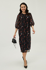 Small floral chiffon midi dress with cropped puff sleeves Garne 3039022 photo №5