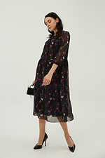 Small floral chiffon midi dress with cropped puff sleeves Garne 3039022 photo №6