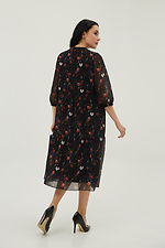 Small floral chiffon midi dress with cropped puff sleeves Garne 3039022 photo №7
