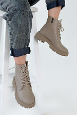 Halbsaison-Damenstiefel aus Leder mit Schnürsenkel und Reißverschluss  4207022 Foto №4