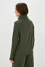 Dzianinowy sweter oversize DEVIKA w kolorze zielonym z kołnierzykiem Garne 3038023 zdjęcie №3