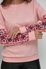 Textured pink sweatshirt with printed long sleeves in ethnic style NENKA 3103023 photo №3