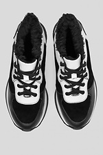 Damskie zimowe sneakersy w kolorze czarnym, wykonane ze skóry naturalnej  4206023 zdjęcie №2