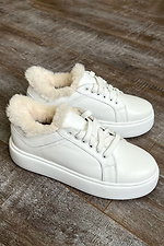 Women's sneakers made of white natural leather  4207023 photo №1