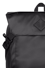 Black large eco-leather backpack with laptop pocket GARD 8011023 photo №5
