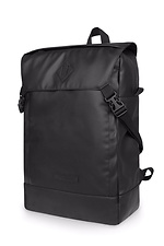 Black large eco-leather backpack with laptop pocket GARD 8011023 photo №6