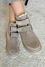 Women's winter boots made of natural beige suede  4207024 photo №3