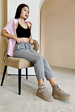 Women's winter boots made of natural beige suede  4207024 photo №4