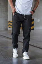 Men's tapered trousers Chinos Casual-Sport Black Teamv 8034024 photo №5