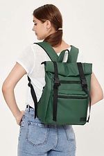 Молодежный рюкзак ролл-топ из кожзама зеленого цвета SamBag 8045024 фото №1