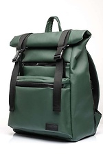 Молодежный рюкзак ролл-топ из кожзама зеленого цвета SamBag 8045024 фото №2