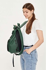 Молодежный рюкзак ролл-топ из кожзама зеленого цвета SamBag 8045024 фото №3