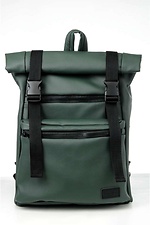 Молодежный рюкзак ролл-топ из кожзама зеленого цвета SamBag 8045024 фото №4