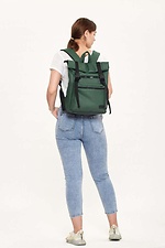 Молодежный рюкзак ролл-топ из кожзама зеленого цвета SamBag 8045024 фото №5