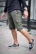 Khakifarbene gerade lange knielange Shorts mit Taschen Without 8048024 Foto №1