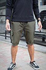 Khakifarbene gerade lange knielange Shorts mit Taschen Without 8048024 Foto №2