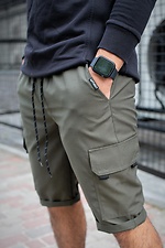 Khaki straight long knee length shorts with pockets Without 8048024 photo №4