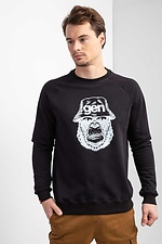 Schwarzes Strick-Sweatshirt mit Raglanärmeln und weißem Muster GEN 9000024 Foto №1