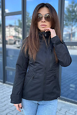 Черная осенняя куртка ветровка с капюшоном AllReal 8042025 фото №1
