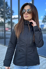 Черная осенняя куртка ветровка с капюшоном AllReal 8042025 фото №2