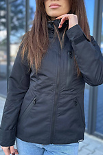 Черная осенняя куртка ветровка с капюшоном AllReal 8042025 фото №4