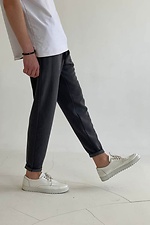 Коттоновые брюки чинос графитового цвета, зауженные к низу GRUF 8050025 фото №4