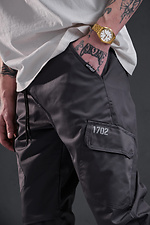 Чоловічі коттонові штани джоггери на манжетах Without 8055025 фото №4