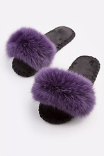 Fluffy house slippers with purple natural fur Family Story 4008026 photo №2