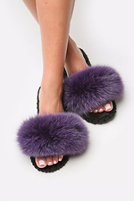 Fluffy house slippers with purple natural fur Family Story 4008026 photo №3