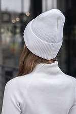Knitted hat Diana white on fleece  4051026 photo №2