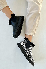 Women's short black leather winter boots without fasteners  4207026 photo №3