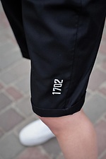 Knee-length straight shorts in black with reflective print Without 8048026 photo №5