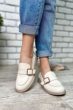 Women's spring loafers with a buckle made of natural milky leather Garne 3200027 photo №1