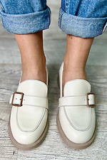 Women's spring loafers with a buckle made of natural milky leather Garne 3200027 photo №2