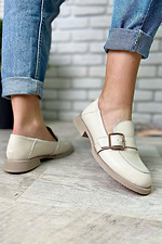 Women's spring loafers with a buckle made of natural milky leather Garne 3200027 photo №3