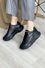 Кожаные демисезонные кроссовки черного цвета 8019027 фото №2