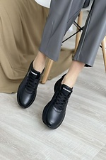 Кожаные демисезонные кроссовки черного цвета 8019027 фото №3