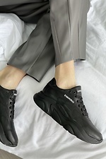 Кожаные демисезонные кроссовки черного цвета 8019027 фото №6