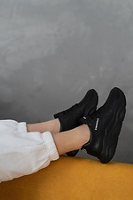 Кожаные демисезонные кроссовки черного цвета 8019027 фото №11