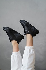 Кожаные демисезонные кроссовки черного цвета 8019027 фото №14