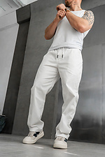 Men's straight trousers Casual White Teamv 8034027 photo №6