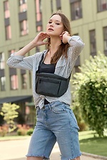 Чорна поясна сумка бананка з кишенею на замку SamBag 8045027 фото №1