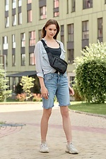 Чорна поясна сумка бананка з кишенею на замку SamBag 8045027 фото №3