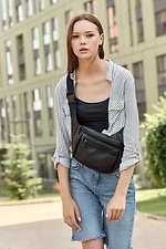 Чорна поясна сумка бананка з кишенею на замку SamBag 8045027 фото №5