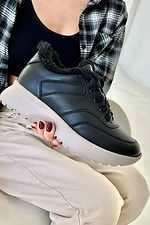 Women's winter leather sneakers of black color  4207028 photo №2