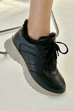 Women's winter leather sneakers of black color  4207028 photo №3