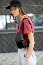 Кожаная сумка на пояс бананка черного цвета SamBag 8045028 фото №5