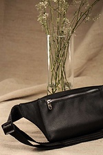 Кожаная сумка на пояс бананка черного цвета SamBag 8045028 фото №6